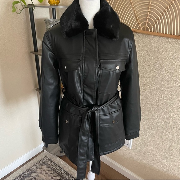 Asos New Look Faux Leather Jacket Size 8 - Picture 4 of 12